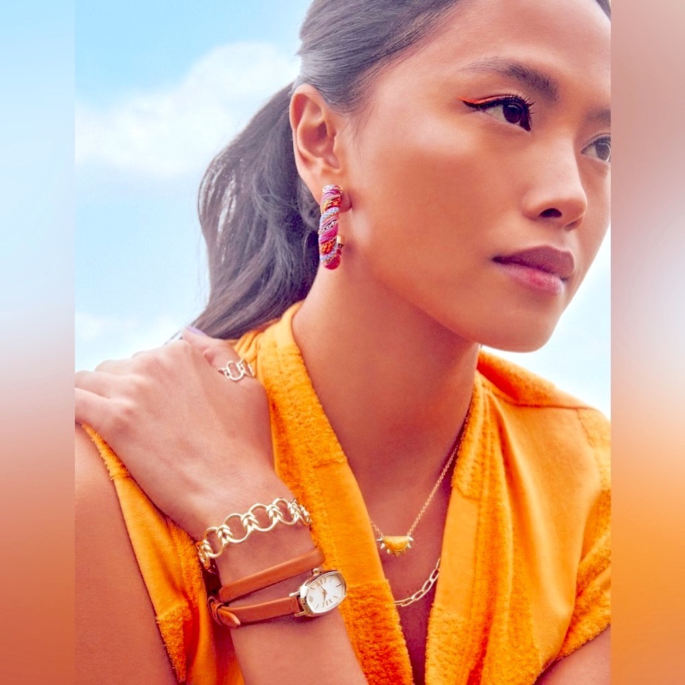 Kendra Scott Masie Corded Hoop Earrings ✨ Gold Pink Mix | braided boho cord